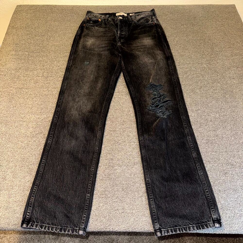 Re/Done Originals Jeans Women’s 26 Black Denim Distressed Dark Wash Straight Leg